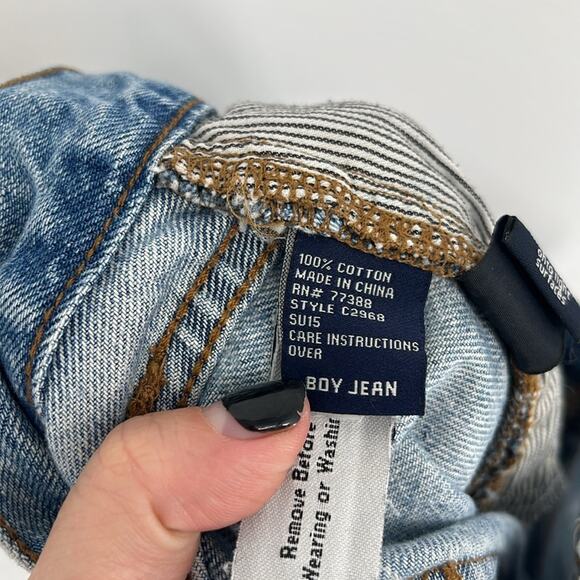 Madewell Boyjean Denim Jeans 27 Ankle Straight Leg Mid Rise Raw Hem Medium Wash - Picture 9 of 11